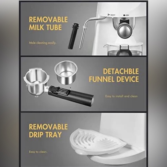 Yabano Espresso Machine, 3.5Bar Espresso Coffee Maker, Espresso and Cappuccin... - Picture 4 of 9